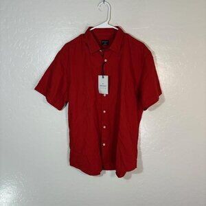 UNTUCKit Shirt Mens Large Red Briscoe Short Sleeve Garment Dyed Regular Fit